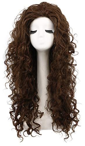 karlery Women's Fluffy Curly Dark Brown wig Halloween Cosplay Wig Anime Costume Party Wig