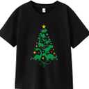 Christmas Shirts for Toddler Boys Girls Kids 2-8 Years, Santa Reindeer Snowman Dinos Truck Short Sleeve Tee, Size: 1-2T