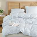 Andency Gingham Duvet Cover Queen Size, Blue Checkered Plaid Bedding Set, 3 Pieces Soft Prewashed Polyester Comforter Cover with Zipper Closure & Corner Ties