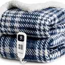 blunique Heated Blanket Electric Throw-50''x60''Ultra Soft Cozy Plaid Flannel Fast Heating Electric Blanket with 10 Heat Levels & 10 Hours Auto Off, ETL Certified, Keep Warm in Couch Bed Office (Navy)