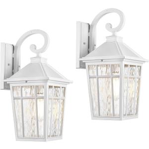 Darkaway 2pcs Large Outdoor Wall Lights for House, 18inch Exterior Lighting Fixtures Wall Mount White Outside Wall Sconce with Water Ripple Glass for Porch Patio Front Door