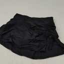 ALove Womens High Waisted Split Swim Skirt Sporty Drawstring Skirted Swim Bottom with Built-in Panty (Small, Black)