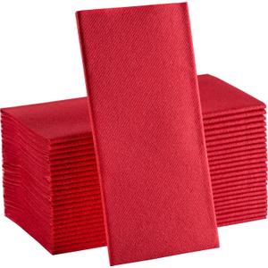 Red Paper Napkins | Linen Feel Guest Disposable Cloth Like Dinner Napkins | Hand Towels | Soft, Absorbent, Paper Hand Napkins for Kitchen, Bathroom, Parties, Weddings, Dinners | 50 Pack