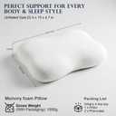doudou Cervical Pillow for Side Sleepers - Neck Pain Relief Pillow with 3-5 Second Slow Rebound Memory Foam, 360 Ergonomic Support & Cooling Odor-Resistant Pillowcase for Home, Bed, Dorm Use