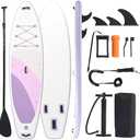 Inflatable Stand Up Paddle Board 10'6" x 33" x 6", 350 LBS Capacity Beginner-Friendly SUP Board with Paddle, Pump, Backpack, Leash, Waterproof Phone Bag and 3 Fins for Lake, Ocean or River Fun