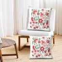 Set of 2 Embroidered Decorative Throw Pillow Covers Couch Square Pillowcases Cushion for Bedroom Sofa Farmhouse Decor 18x18 Inch (Angel Flower)