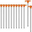 Tent Stakes Camping Stakes,AVOFOREST 7.1inch Non-Rust Metal Tent Pegs Ground Stakes Tent Spikes Camping,Garden,Hiking Orange (Orange 12pcs, 7.1IN)