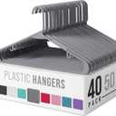 Clothes Hangers Plastic 40 Pack - Grey Plastic Hangers - Makes The Perfect Coat Hanger and General Space Saving Clothes Hangers for Closet - Percheros Ganchos para Colgar Ropa Hangars (Gray)