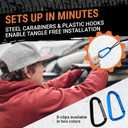 Truck Bed Cargo Net 3 x 4 Foot, Heavy-Duty Elastic Mesh with 12 Hooks and 12 Blue Clips and Storage Bag for Pickup for Cargo Netting, Securing Loads in Trailers, SUVs & Roof Racks