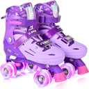 2PM SPORTS Roller Skates for Girls Boys Kids Age 4-6 5-8 6-12 8-12 with Light Up Wheels, Adjustable Youth Rollerskates Size 10C 11C 12C 13C 1 2 3 4 5 6 (Medium - Big Kid, Purple)