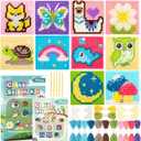 Pllieay 10-in-1 Cross Stitch Beginner Kit for Kids, Kids Embroidery Kit for Beginners Includes 10pcs Plastic Mesh Canvas with Different Pattern, 17 Colored Threads, Instructions for Christmas