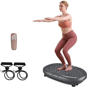 EILISON FitMaxx 3D XL Vibration Plate Exercise Machine - Whole Body Workout Vibration Platform w/Loop Bands - Lymphatic Drainage Machine for Weight Loss, Shaping, Recovery