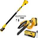 2-IN-1 Cordless 6" Pole Saw & Chainsaw compatible with 20V Battery, With 1.5 Ah Battery *1Reach Extension Pole-For Tree Trimming