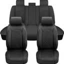 Elantrip Car Seat Cover Full Set Luxury Faux Leather with Diamond Quilted Design, Waterproof, 5mm High Elasticity Foam Suitable for Cars Trucks and Suvs Black