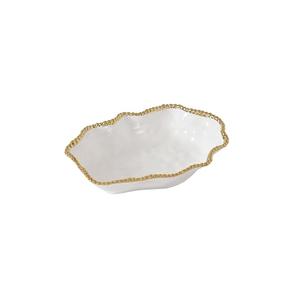 Pampa Bay Golden Salerno, Serving Bowl, 12" x 9" x 3" (White,Gold) 