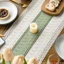 Artoid Mode Light Green Farmhouse Rustic Table Runner, Seasonal Holiday Hollow Kitchen Dining Table Decoration for Home Party Decor 12x72 Inch