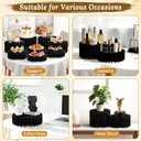 8Pack Buffet Risers Display Stands Foldable Food Risers for Buffet Table Tall Cake Cupcake Stands Cardboard Cylinder Stand Dessert Table Display Set for Catering Jewelry Wedding Party Decor (Black)