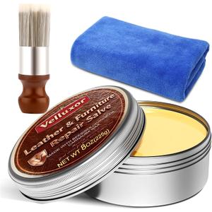 Furniture Salve for Leather (8oz), Polisher, Moisturizer and Restorer for Couches and Furniture - Conditioner for Leather, Wood, Bags, Car Seats, Jackets, Vinyl, Leather Repair Salve