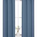 NICETOWN Thermal Insulated Curtains Blackout Draperies, Stone Blue, Set of 2, 29 by 40 inches Long, Window Treatment Solid Grommet Room Darkening Drape Panels for Bedroom