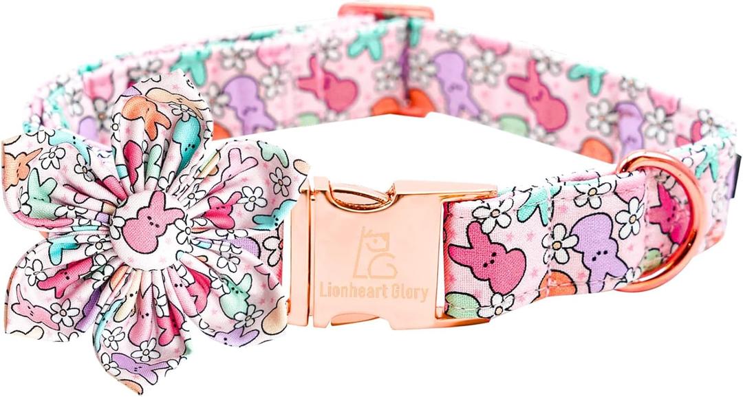Lionheart glory Easter Day Dog Collar with Flower Dog Collar for X-Small Dogs, Rabbits Colorful Dogs Collars Flowers Spring Collars Puppy Flowers