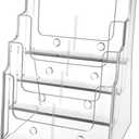 MaxGear Acrylic Brochure Holder 8.5 x 11 inch, 4 Tier Clear Literature Organizer Magazine Stand Display with Removable Divider for 4 x 9 inch Brochures, Pamphlet, Wall Mount or Countertop, 1 Pack