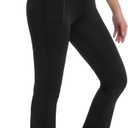 Flare Leggings for Women with Pockets High Waist Tummy Control Casual Yoga Pants for Workout Gym (Black, S)