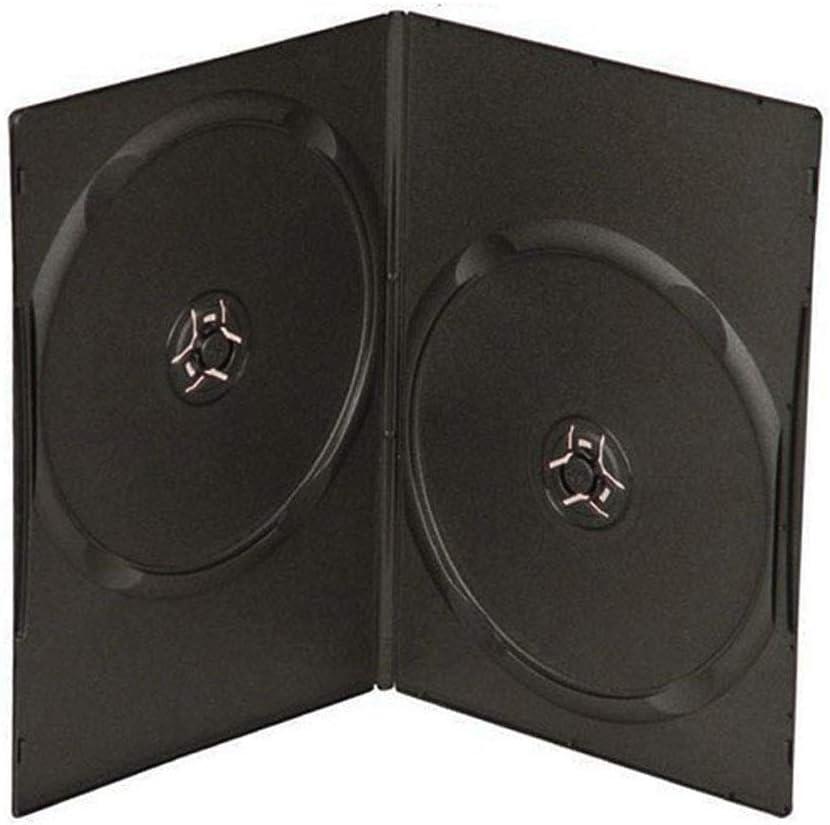 Maxtek 7mm Slim Black Double CD/DVD Case, 100 Pieces Pack.