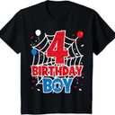 Kids Spider Web 4 Year Old Birthday Boy T-Shirt, 4T, 2T