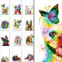 20 Greeting Cards, Rainbow dog Thank You Cards With Envelopes Watercolor Painted Dogs Thank You cards Bulk Note Cards Stationery Box Set For All Occasions Birthday Thank You Wedding.