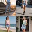 Womens Tank Tops 2 Pack Summer 2025 Basic T-Shirts Crew Neck Loose Fit Cami Shirts Sleeveless Outfits (Blue, L)
