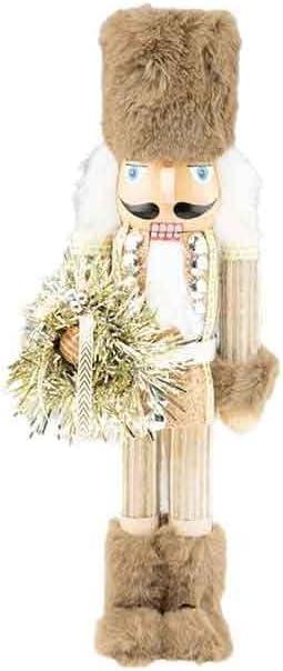 Clever Creations Brown Fur 14 Inch Traditional Wooden Nutcracker, Festive Christmas Dcor for Shelves and Tables
