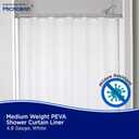 Kenney - Microban PEVA Shower Curtain Liner, Waterproof Medium-Weight 4.8 Gauge Design with Rust-Resistant Metal Grommets and Weighted Magnetic Hem, 70" x 72", Frosted