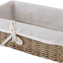 Natural Wicker Woven Storage Basket with Liner, Decorative Baskets and Bathroom Organizer for Living Room, Bathroom, Closet Organizer and Bath Beauty Products Organizer (Seagrass)