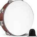 10 Inches Wooden Hand Held Percussion Tambourine with Storage Bag, Ideal for Church, Wedding, Party, Dance, Photo Shoot for Non-professional Use