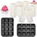 Lallisa Baking Pans with Cupcake Liners Sets 2 Pcs All Edges Brownie Pans and 500 Pcs White Cupcake Liners 12 Mini Cavity Non Stick Baking Carbon Steel Muffin Mold for Cup Cakes(Square)