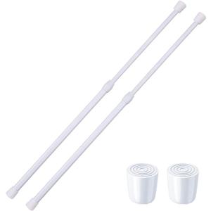 2 Pack Small Tension Rods 26 in to 39 Curtain Rods Window Rods in Extendable Width Spring Cupboard Bars for Kitchen Utensils, Closet, and Cabinet, Fit in The Spaces to Stay Up 26 to 39 in (White)