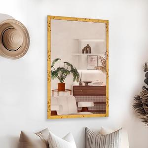 Wood Mirrors for Bathroom Over Sink 30x40 Inch, Rustic Wooden Framed Vanity Wall Mirror with Tempered Glass Farmhouse Bathroom & Entryway Decor