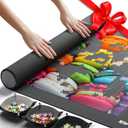 Newverest Jigsaw Puzzle Mat Roll Up, Saver Pad 39.4 x 23.6 Portable Keeper Up to 1000 Pieces with Non-Slip Rubber Bottom and Polyester Top + 3 Puzzle Sorting Trays, Travel-Friendly Storage Bag