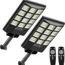 Solar Street Lights Outdoor Motion Sensor, 6500K Dusk to Dawn LED Solar Flood Light, Waterproof Security Light for Outside Garden Yard Parking Lot, 2PCS (White)