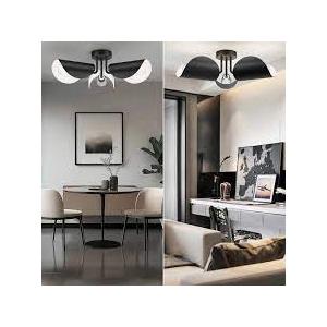 Aipsun Black Semi Flush Mount Ceiling Light, 3 Lights Modern Retro Ceiling Lighting with Black Adjustable Shades for Hallway, Dining Room and Bedroom