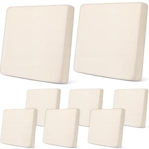 Newwiee 8Pcs Patio Cushion Covers Stretch Outdoor Cushion Cover Replacement for Patio Furniture Sofa Couch Slipcovers, Soft Flexibility Washable Furniture Protector(Waterproof Pure,Beige), 19.68"D x 19.68"W x 1.96"H