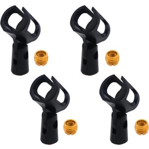 4Pcs Adjustable Rubber Microphone Holder Clips, Flexible Handheld Mic Stand Accessories, Shockproof Design with 29-32mm Inner Diameter Range, Black