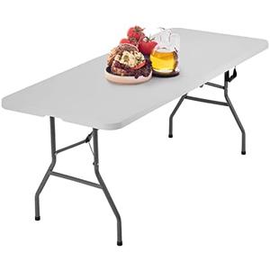 BestOffice Outdoor 6 FT Folding Camping Table Plastic Table Portable Square Height Dining Table Perfect for Picnics, Parties, Party and Camping, White, Set of 4