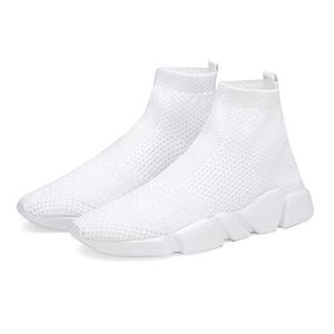 Casbeam Men's Running Knit Comfortable Lightweight Breathable Casual Sports Shoes Fashion Sneakers Slip-On Walking Shoes White Size 14
