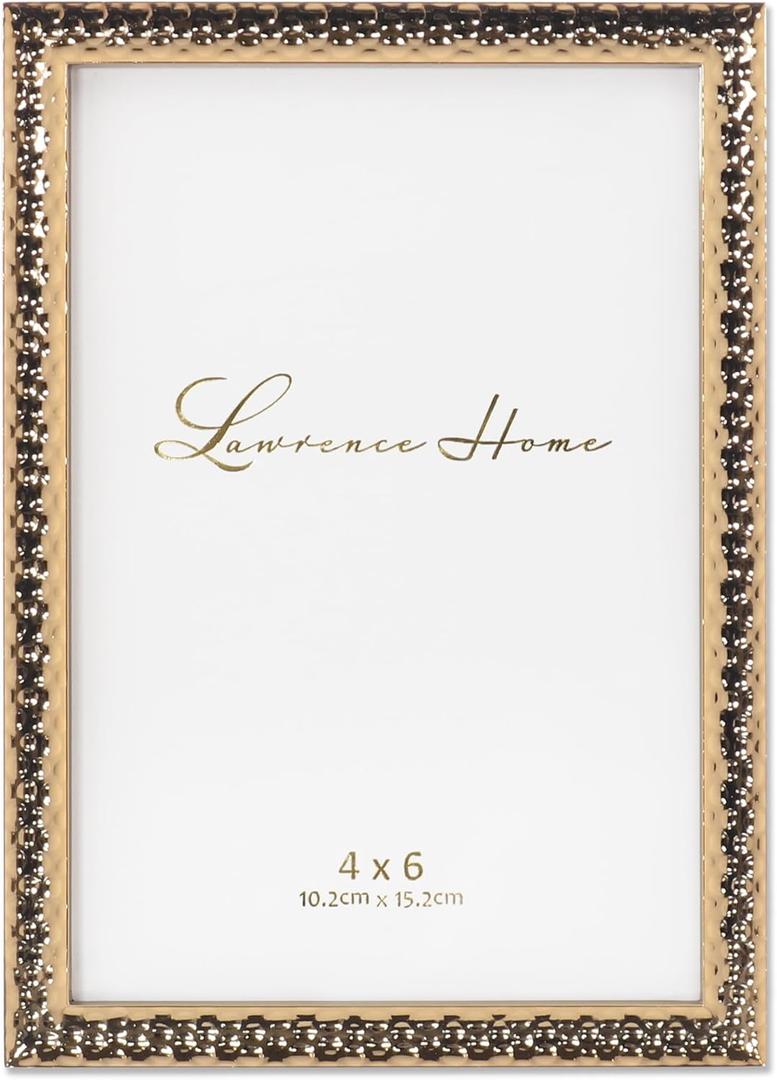 Lawrence Frames Metal Picture Frame with Hammer Effect, 4x6, Gold