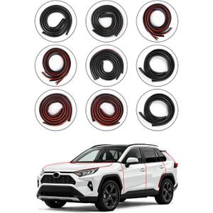BIOOICHWeather Stripping Door Seal for Toyota RAV4 2019-2025, Rubber Seal Weather Strip Kit, Soundproof Noise Insulation Dustproof for Front/Rear Trunk A-Pillar B-Pillar Front/Rear Door (10-Pack)