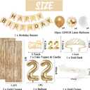 Trgowaul 22nd Birthday Decorations for her, Champagne Gold Happy 22nd Birthday Supplies for Girls, 22 Sash and Crown, Banner, Fringe Curtains, Cake Topper, 22 Year Old Party Supplies Set