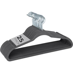 Simplify Slim Velvet Clothes Hangers | 25 Pack | Non-Slip | Shirts | Suit | Pants | Dresses | Garments | Closet Storage & Organization | Durable | Grey (Gray)
