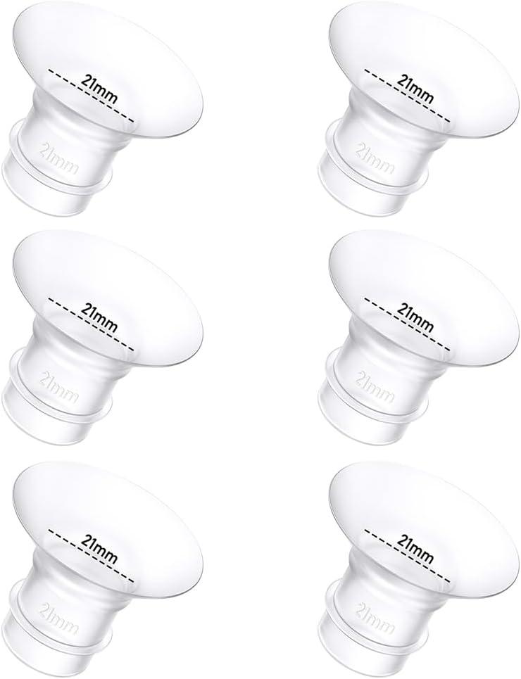 6Pcs Breast Pump Flange Insert 21mm Compatible with Momcozy/Spectra/Medela/eufy/Elvie/Lansinoh/Paruu P10 Breast Pump, Fit for Momcozy M5/M9/M6/V2 Pro/V2 pro/S12 Pro/eufy E10 S1 S1 Pro, 24mm Flange