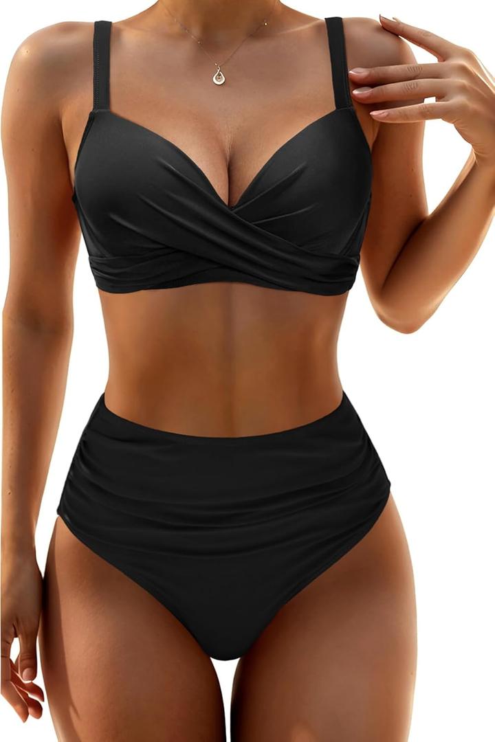 Aqua Eve Women Underwire Bikini Set - High Waisted Two Piece Swimsuit Tummy Control Bathing Suit 2025 Push Up Swimwear (XX-Large, Black) Aqua Eve Women Underwire Bikini Set - High Waisted Two Piece Swimsuit Tummy Control Bathing Suit 2025 Push Up Swimwear (XX-Large, Black)